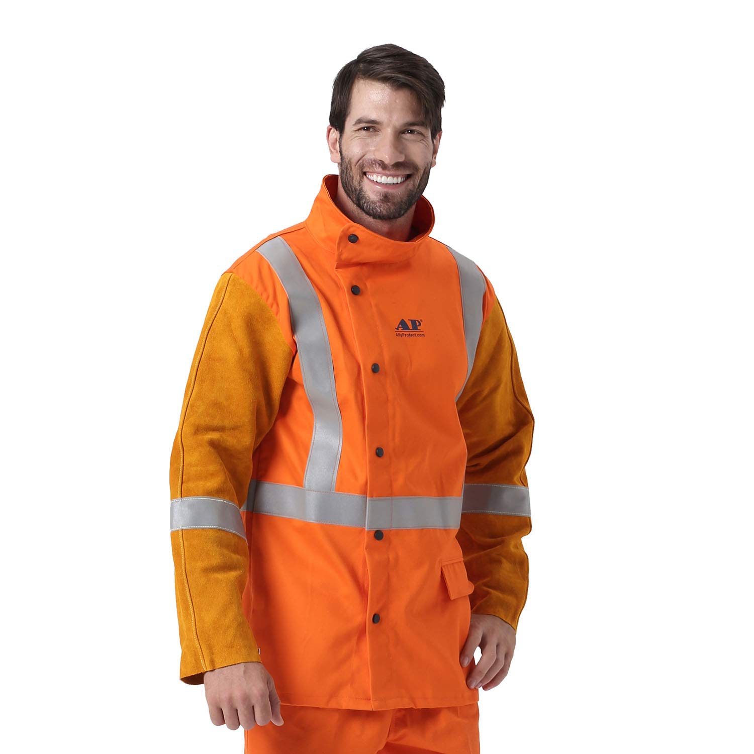 welding jacket with reflective stripes