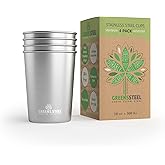 Stainless Steel Cups 10oz Tumbler (4 Pack) - Premium Metal Drinking Glasses | Stackable Durable Cup (10 oz)