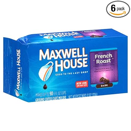 Amazon Com Maxwell House French Roast Dark Roast Ground Coffee 11 Oz Bags Pack Of 6 Grocery Gourmet Food