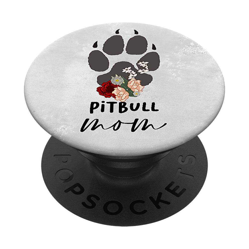 Paw Print Flowers Pitbull Mom Dog Lover Owner Mama Women PopSockets PopGrip: Swappable Grip for Phones & Tablets