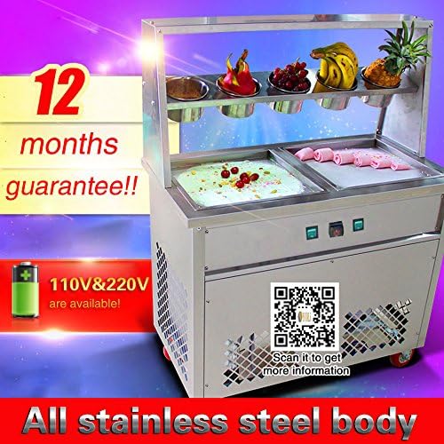 Yoli® fruit milk yogurt ice cream roll making machine,Thai double square pans fried ice cream machine with 5 boxes,110V/220V