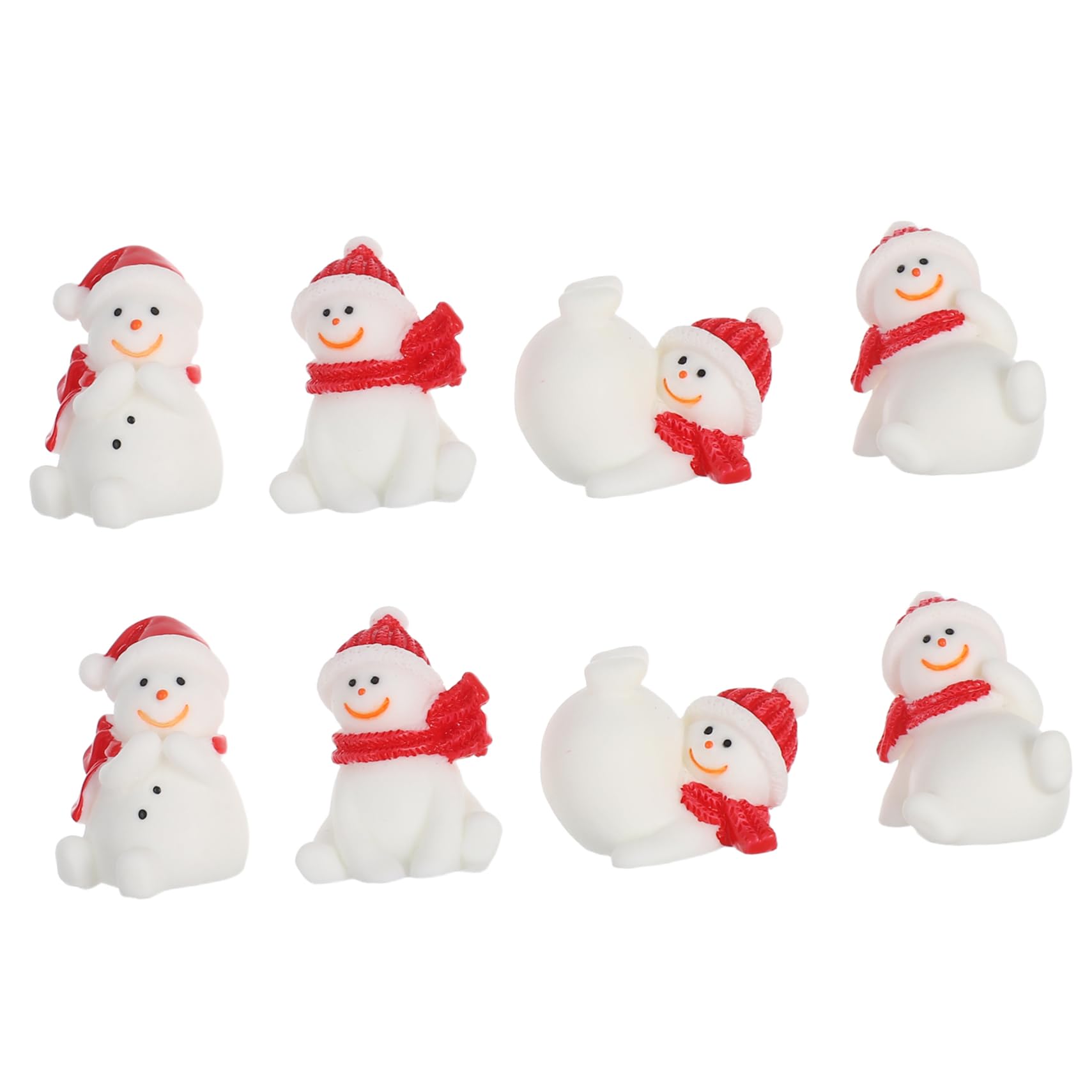 Toyvian 8pcs Mini Fairy Snowman Figurine Miniature Snowman Figurines Resin Snowman Ornament Xmas Party Favors for Christmas Party Desktop Decoration（Mixed Pattern