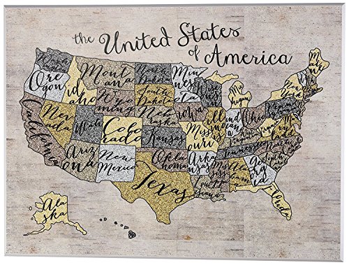 The Kids Room by Stupell United States Map Typography Art Wall Plaque, 11 x 0.5…