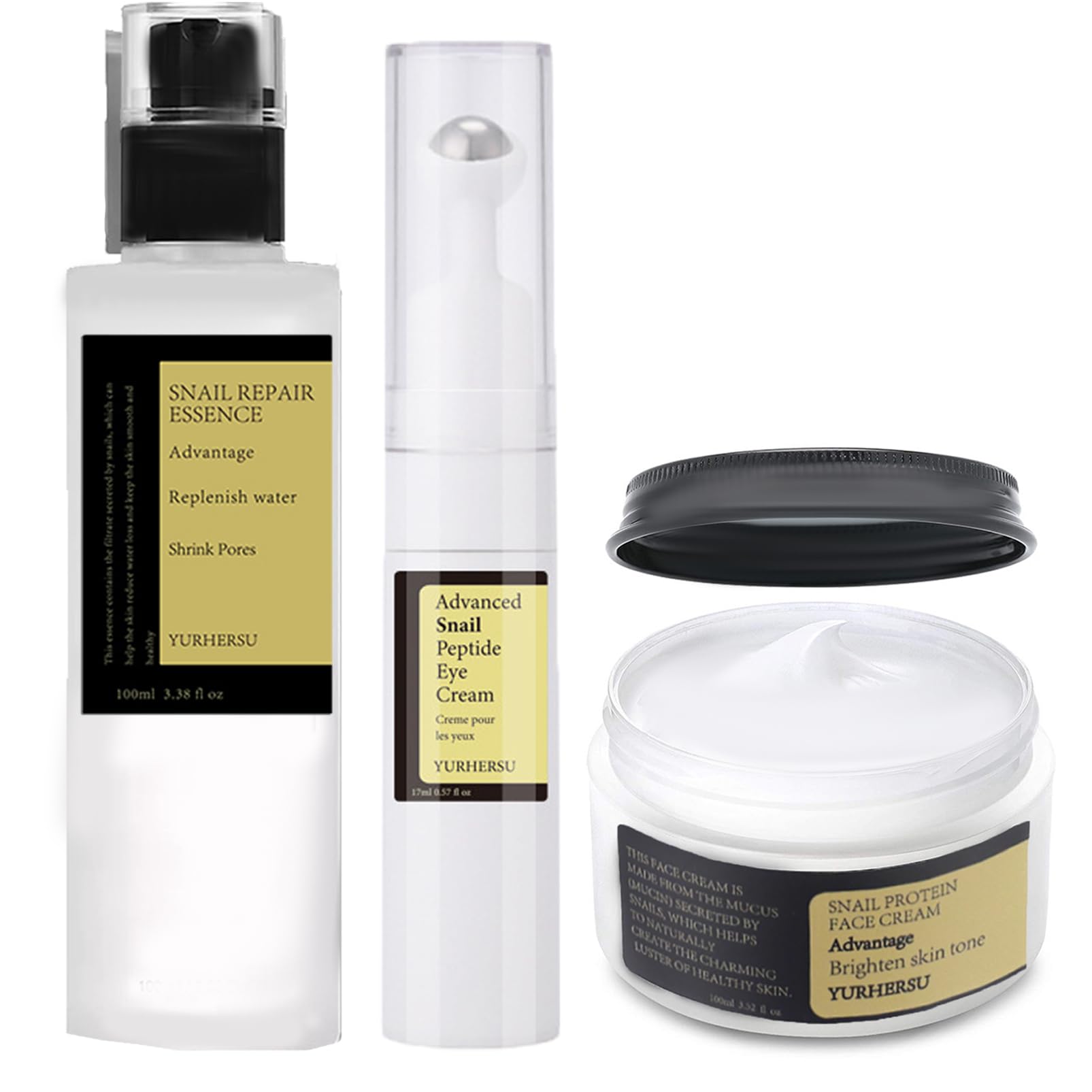 Snail Mucin Essence,3PCS Snail Mucin Skincare Sets for Teenage Girls,Natural Pamper Sets For Women Gifts,Snail Mucin Face Serum&Face Moisturizer & Eye Cream,High Firming & Enhance Skin Elasticity