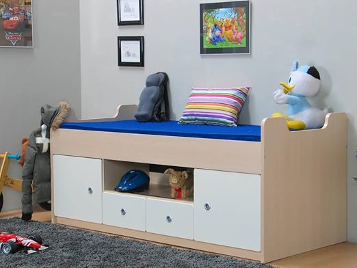 Jubee Kids Single Cabin Bed High Sleeper With 2 Doors And 2