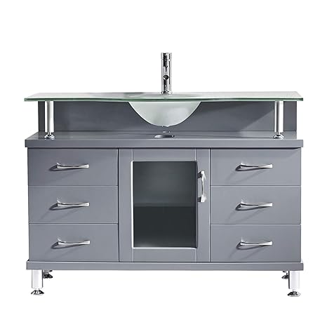 Virtu Usa Vincente 48 Inch Single Sink Bathroom Vanity Set In Grey