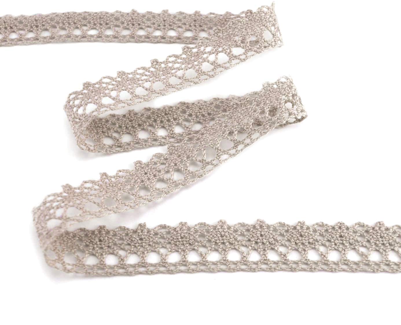 Lace Emilia Taupe 3 m x 15 mm Cotton Lace Ribbon Lace Trim Decorative Ribbon Bow Ribbon Crochet Lace Cotton Crochet Ribbon Vintage Gift Ribbon Wedding