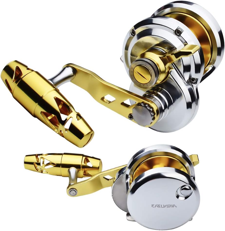 KATUYSHA Fishing Jigging Reel Conventional Reels, Saltwater Heavy Duty Deep Ocean Big Offshore Round Aluminum Trolling Reel
