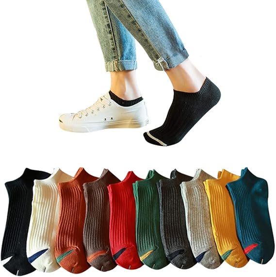 Amazon Co Jp 靴下 メンズ くるぶしソックス 夏 10足セット カラフル 通気 抗菌防臭 綿 薄手くつした メンズ くるぶし スポーツ 脱げない 滑り止め 靴下 男性用 おしゃれ リブ柄 ショート丈 アンクルソックス カジュアル 通学 24 28cm 服 ファッション小物
