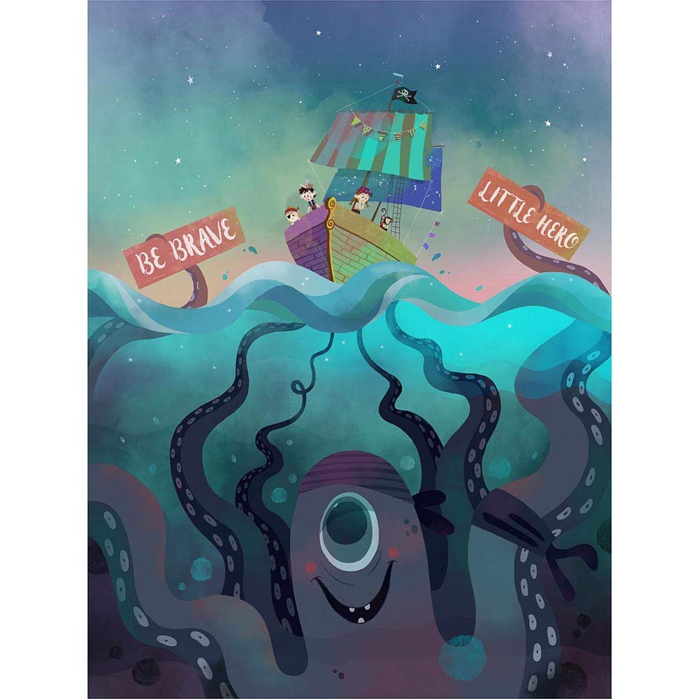 Wee Blue Coo Pirates Octopus Be Brave Unframed Wall Art Print Poster Home Decor Premium — image 1