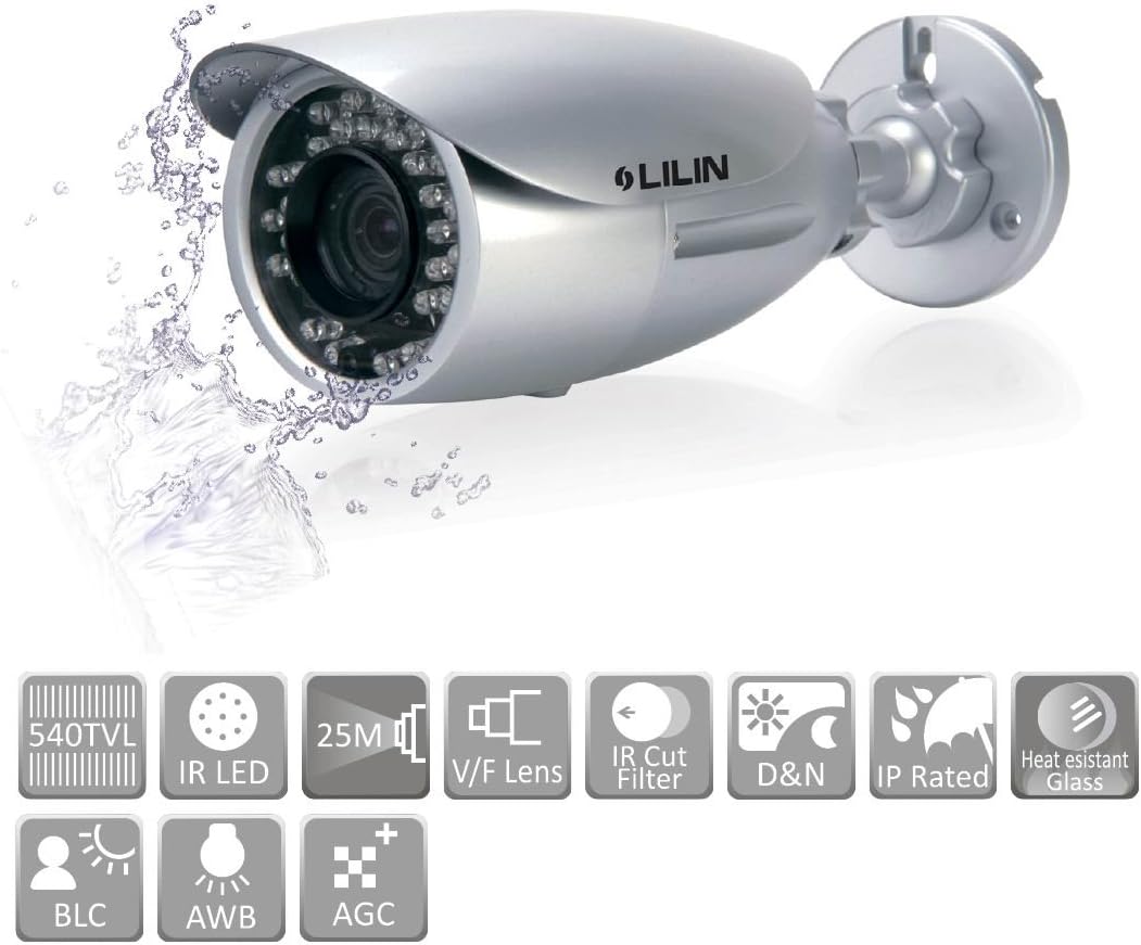 LILIN CMR154X3.6N Water/Dust Proof 540 TV Lines Day and Night Vari-Focal 3.3-12mm Infrared Camera AC 24; 25m (82 Feet) Radiant Distance