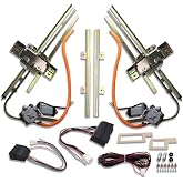 Aflle Racing Power Window Kit Fits Chevy Ford Chrysler 1932 Up | 2 Doors Flat Glass, with Switches Wiring