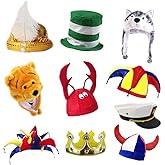 TD.IVES 6 Pack Funny Adult Novelty Party Hats - Assorted Costume Hats, Photo Booth Props Hats for Dress Up Parties, Halloween, Birthdays & Celebrations