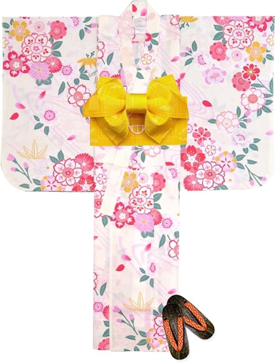 Amazon 浴衣 子供 セット 女の子 浴衣 作り帯 下駄 3点セット 選べるサイズ 100 110 1 130 140 150 生成り 桜流水 Ocn10 5w Ya Setcd 着物 浴衣 通販