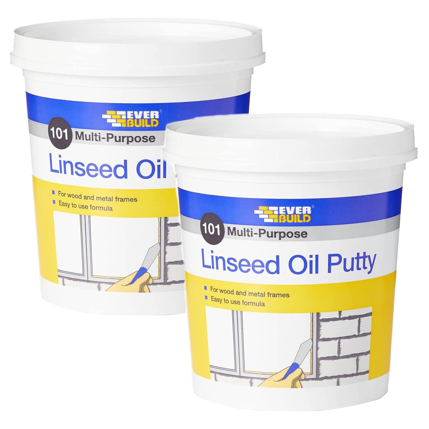 Everbuild 101 Multi-Purpose Linseed Oil Putty, Natural, 2 kg (Pack of 2)