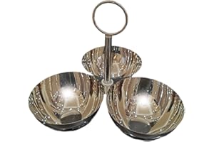 Qialexicon Stainless Steel Snack Bowl Set: Serving Bowls, Fruit Bowl and Dessert Plates for Birthdays, Rings Handle