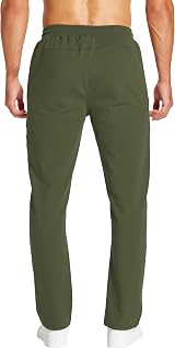 HCSS Mens Joggers Bottoms Army Green Elasticated Waist Open Hem Zip Pockets S view 2