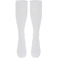 NuVein Men's Compression Socks, 15-20 mmHg Support, Dress Trouser Style, Over Calf Knee High, White, Small