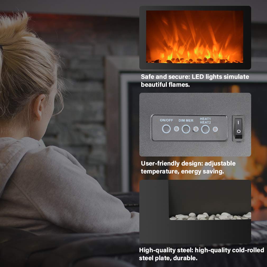 750W/1500W elektrische WAND MONTIERTE KAMIN HEIZUNG 2 in 1 35