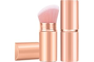 Falliny Retractable Kabuki Makeup Brush, Angled Travel Powder Blush Brush Foundation Makeup Brush with Cover for Blush, Sunsc