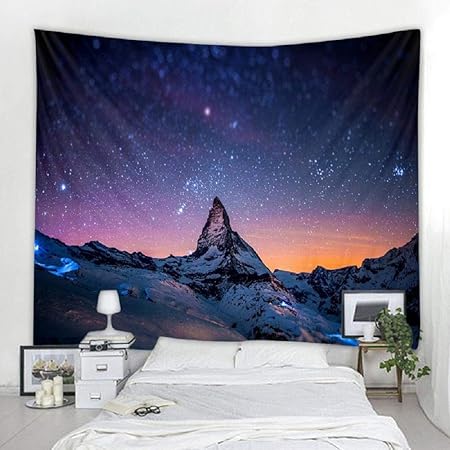 Amazon Co Jp 夜空の下の美しいオーロラムーンは 背景のタペストリーの壁の装飾布を印刷しました 151x131cm Generic