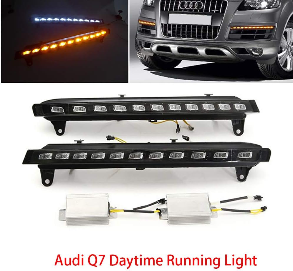 10JQK 2PCS Front Bumper Led Turn Signal Light For Audi Q7 2006-2009 Fog Light Lamp Daytime Running Light Drl Blink Headlight Accessories