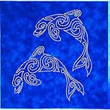 Sashiko Fabric - Sylvia Pippen Sashiko Pre-Printed Sealife Panel - Spinner Dolphins
