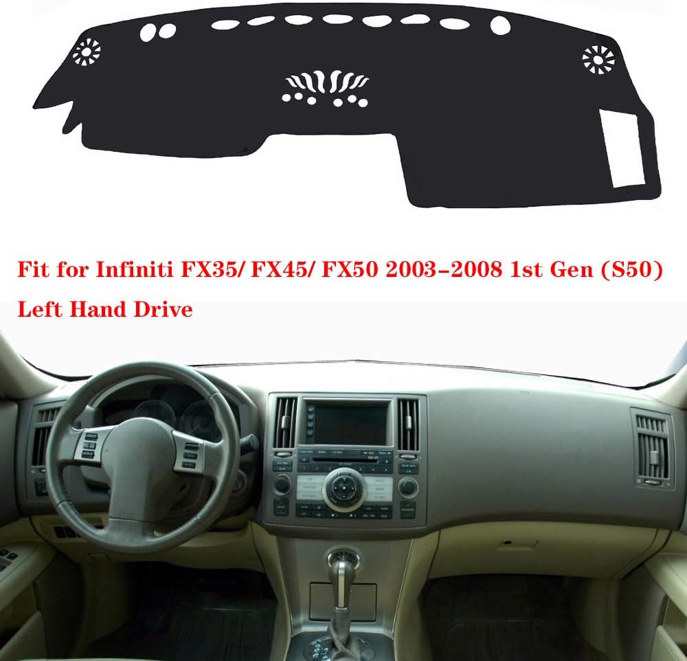 N2Qnice Dashmat for Infiniti FX35/ FX45/ FX50 2003-2008 1st Gen (S50) Left Hand Drive Dashboard Cover Dash Pad Car Mat Carpet Custom Car-Styling Accessories