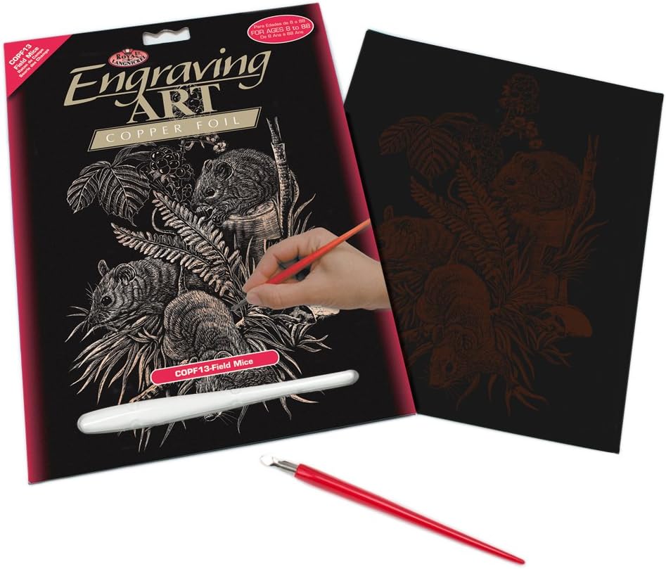Royal & Langnickel Copper Engraving Art A4 Size Field Mice Designed Painting Set, Multi-colored