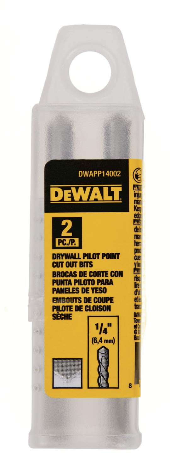 DEWALT DWAPP14002 1/4IN DRYWALL PILOT POINT CUT OUT BIT 2 Pack