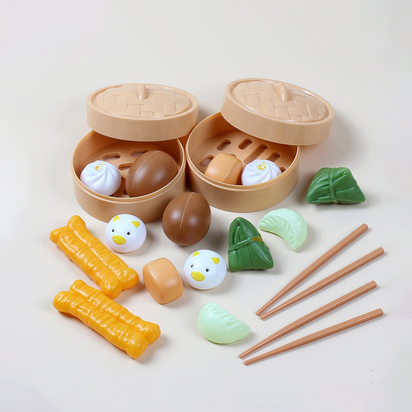 Photo 1 of Mbarbs Simulation Chinese Breakfast Food Play Toy Pretend Dramatic Plastic Mini Food Toys Sets Play Kitchen Cooking Accessories for Boys Girls Children Family Dollhouse Furniture, Role Play