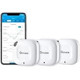 Govee Smart Bluetooth Thermometer Hygrometer, Mini Humidity Sensor 3 Pack | Monitor temp/humidity with alerts, 262ft range. Export 2-yr data, precision sensor, portable. For greenhouse &amp; incubators