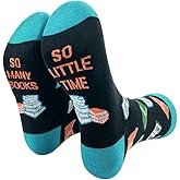 ZHANTUONE So Many Books So Little Time, Funny Cozy Breathable Printed Cotton Socks, Unisex Novelty Knitted Socks, Gifts for Nerd Reader Book Lovers Teachers, Book and Reading Gifts for Adults