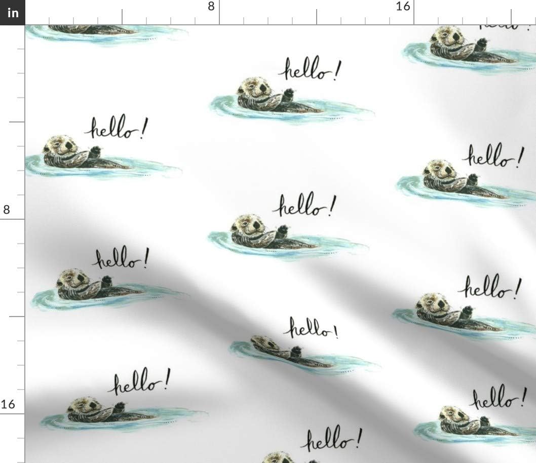 Spoonflower Fabric - Otter River Sea Ocean Cute Animal Printed on Petal Signature Cotton Fabric by The Yard - Sewing Quilting Apparel Crafts Decor