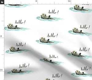 Spoonflower Fabric - Otter River Sea Ocean Cute Animal Printed on Petal Signature Cotton Fabric by The Yard - Sewing Quilting Apparel Crafts Decor
