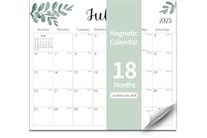 KURAOYAN 2025-2026 Magnetic Fridge Calendar 18 Monthly Magnetic Calendar for Refrigerator 2025-2026 Wall Calendar Planner Runs from July 2025 Until December 2026 Easy Organizing Markers Tearable (Nature)