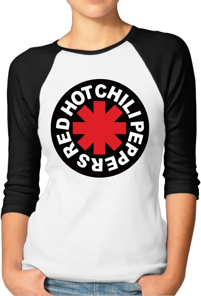 OYOLOY Women's RHCP Red Hot Chili Peppers 3/4 Sleeve 100% Cotton Baseball Tee/T Shirts