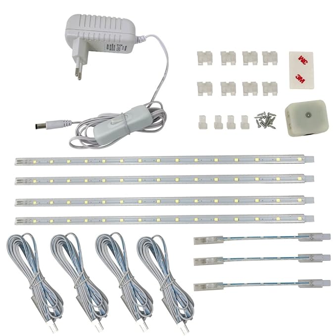 4VWIN LED Unterbauleuchte geeignete Lampe für die Küche, hinter Möbel, im Werkraum (6500K(kaltweiß), 4-SET)