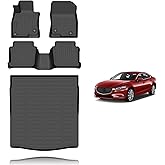 VOUKIY All Weather Car Floor Mats & Cargo Liner Set Fit for Mazda 6 2014-2021 Floor Liners Trunk Liner Mazda 6 Cargo Mat Accessories Black
