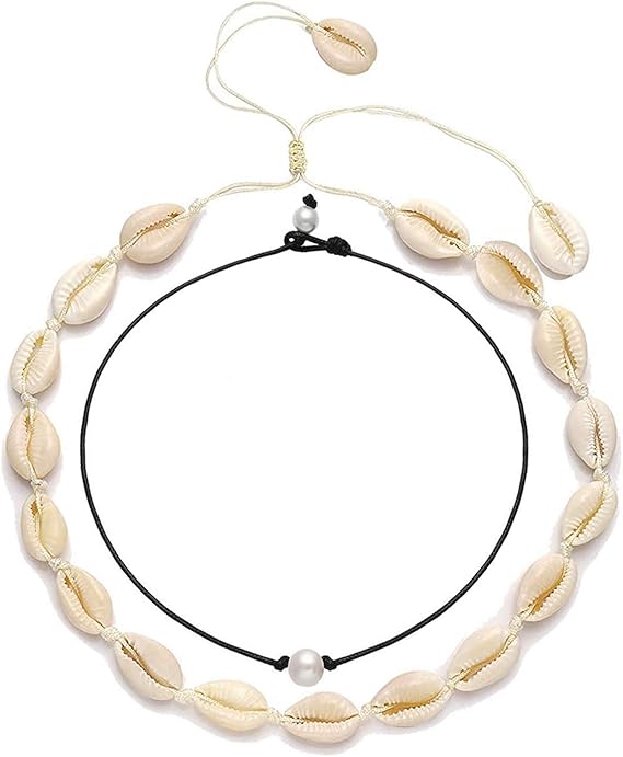 Amazon Yinl シェルチョーカーネックレス ナチュラルハンドメイド ボーホー ビーチシェルネックレス 本物のパールビーズ チョーカー レザーコード ハワイアンスタイル チョーカーネックレス レディース メンズ ネックレス 通販