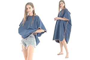 Quick Dry Surf Poncho Changing Towel Robe Hoodie for Adults Men Women,Microfiber Beach Wetsuit Tops Surfing Swimming Bathing 
