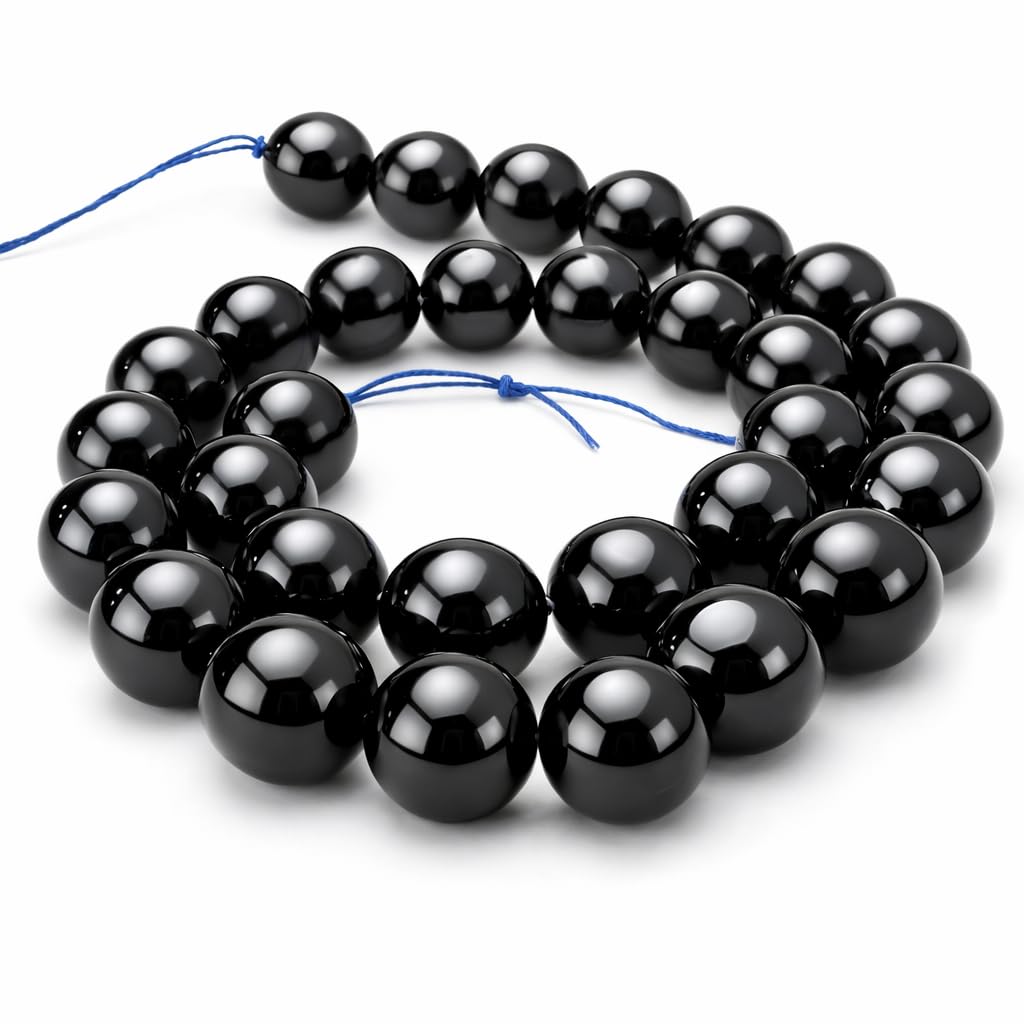 Onyx Semi-Precious Stone Strand Black Beads Polished and Matt Set Semi-Precious Stone Strand 4/6/8/10 mm Pearl Strand Pearl Necklace (12 mm Round Polished)