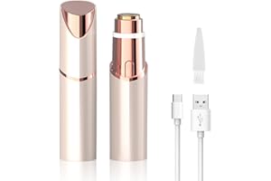 EVOLVIQUE Facial Hair Removal for Women - Painless Face Remover Device - Electric Womens Trimmer Travel Size Lady Bikini Hair Shaver Mini Facial Razor for Peach Fuzz Upper Lips Chin Cheeks Arms Legs (Gold)
