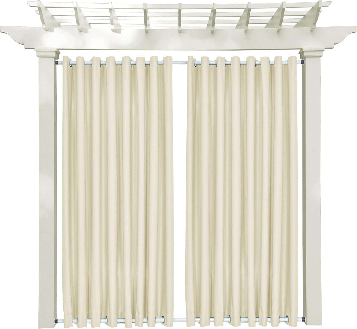 Outdoor Curtains - Macochico Extra Long Windproof Curtain Panels Outdoor Window Treatments Water Repellent Privacy Protection Heat Insulated for Patio Garden Gazebo Porch Cabana Beige 84W x 108L (1 Panel)