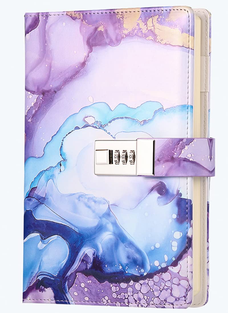 Dzhzal Diary with Lock for Girls Boys and Women Lockable Leather Journal with Combination Lock Refillable Lined Paper Locking Diaries A5 — image 1