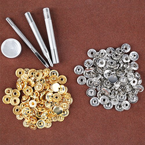HAUSPROFI Leather Snap Fasteners Kit, 120 Sets Snap Fasteners Clothing Snaps Button Stud Buttons with Fixing Tool Kit for Leather Craft Jacket Wallet Handbag (12 mm) - Thumbnail 5