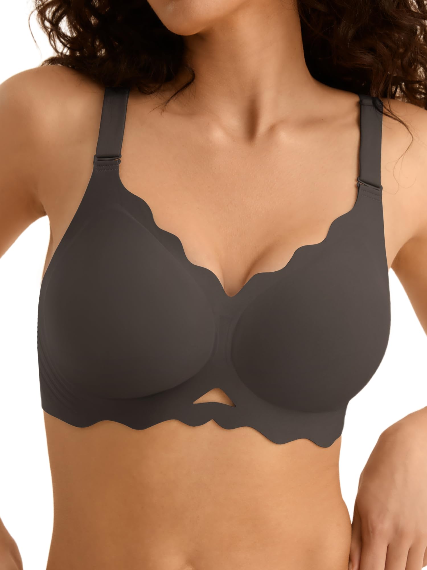Photo 1 of (bagged) (used/fair) Cuteio Jelly Bras for Women with Support - S-3XL Wireless Seamless T-Shirt Bra No Underwire Full Coverage Comfort Bralette Light Black