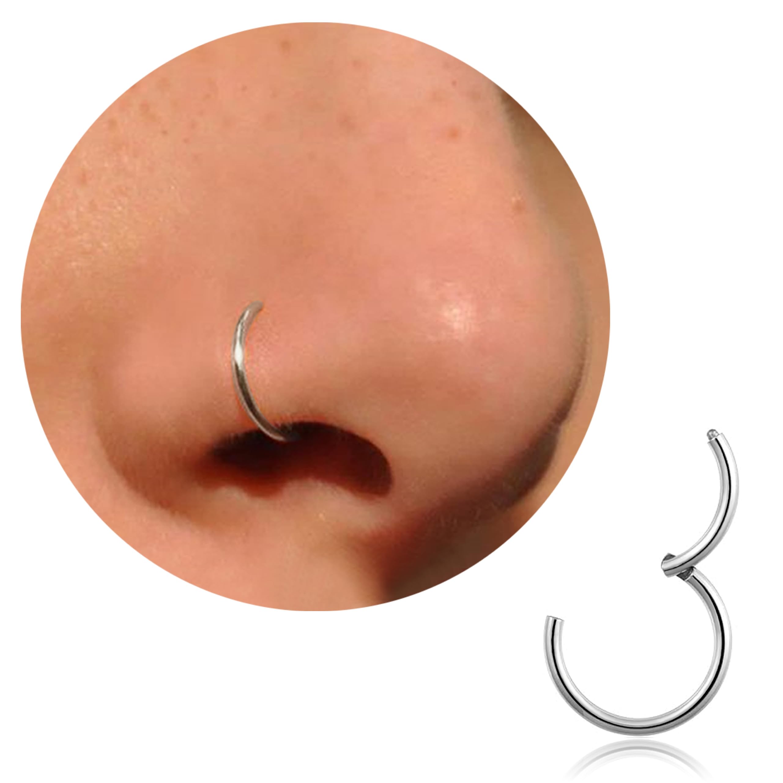 20G 18G 16G Titanium Nose Ring Hoop, Cartilage Hoop