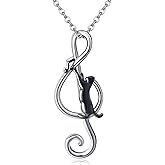 URONE Cat Necklace 925 Sterling Silver Cat Pendants Necklace Animals Jewelry Gifts For Women