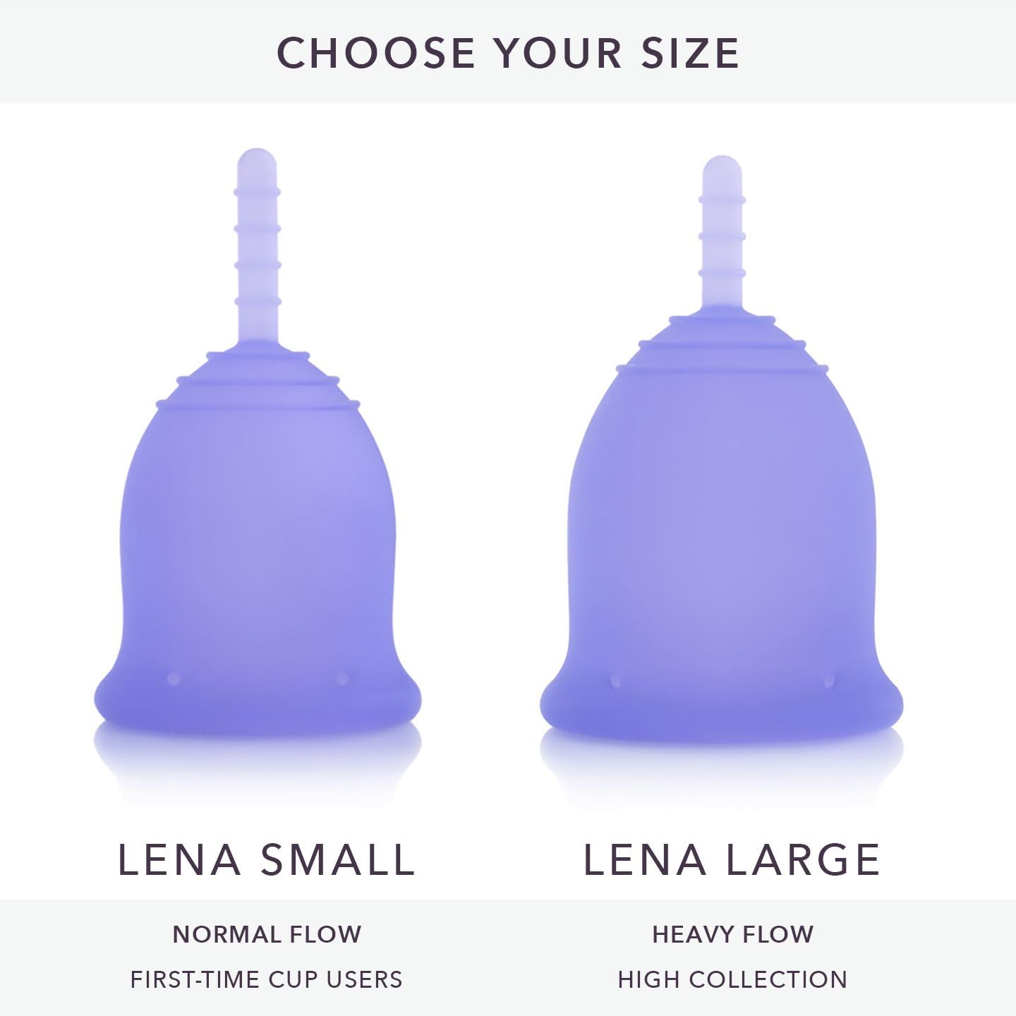 Lena Menstrual Cup - Reusable Period Cup - Tampon and Pad Alternative - Heavy Flow - Large - Purple: Health & Personal Care